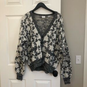 Vintage Bachrach Knit Slouchy Patterned Cardigan Sweater Men's Medium